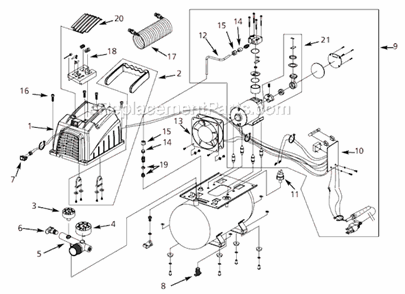 Page A Diagram and Parts List for FP2045 2003 Campbell Hausfeld Compressor